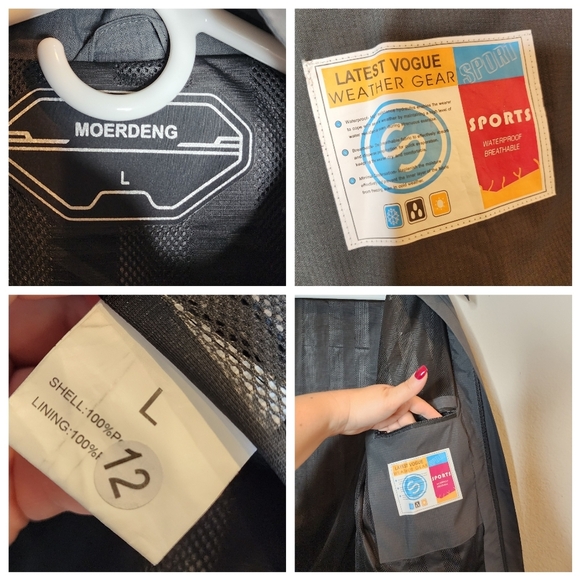 Moerdeng Grey Jacket Waterproof Ripstop Breathable Mens Size Large - Picture 4 of 16